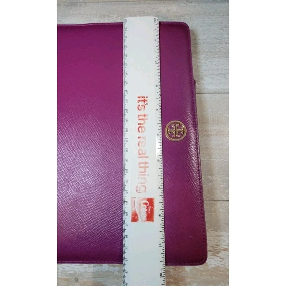 Tory Burch Leather Suede iPad Flip Folio Case Stand Protector Pink Purple